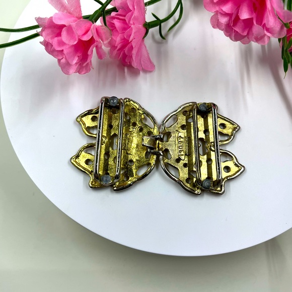 Made in Italy Signed & Serialized Vintage Floral Design Art Nouveau Belt Buckle - Picture 4 of 7